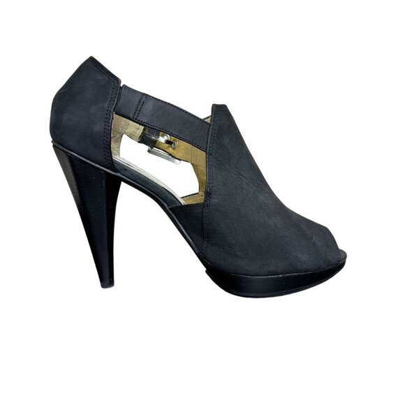 NWOB Michael Kors "Greenwich" Black Leather Peep-Toe Heels, 4.5" Heel, Size 9 - Picture 3 of 11